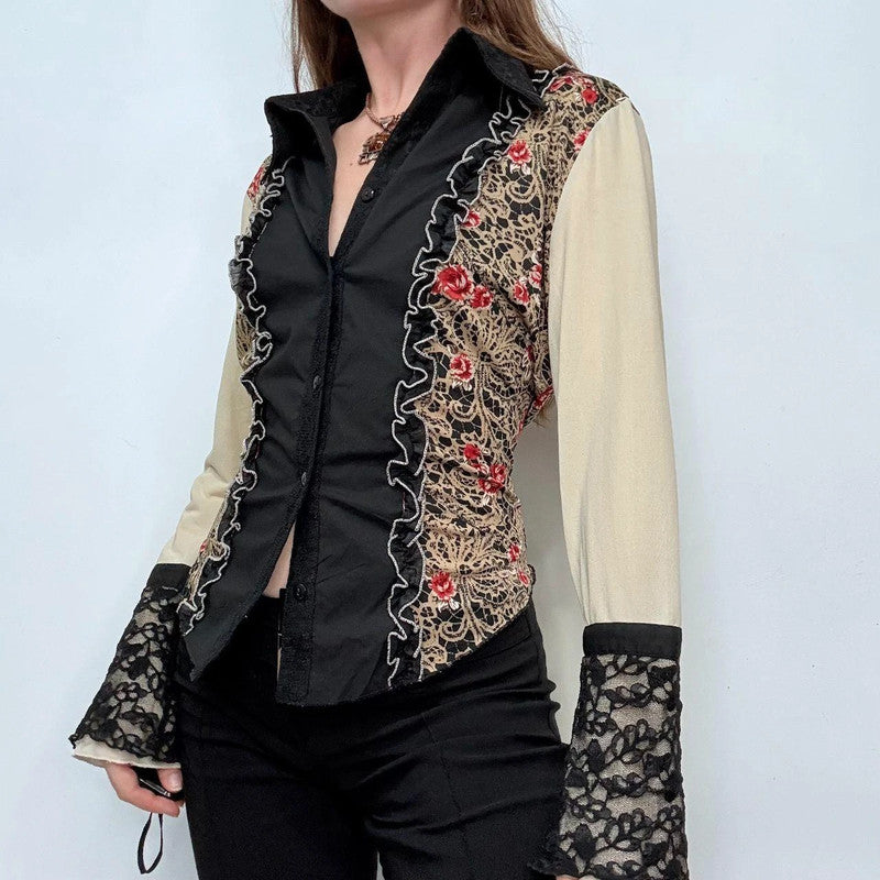lace western flared fitted shirt