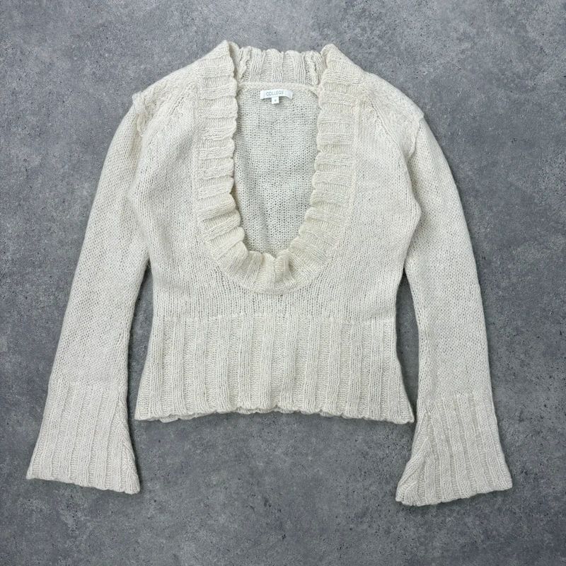 cream mohair knit slouch low neck jumper