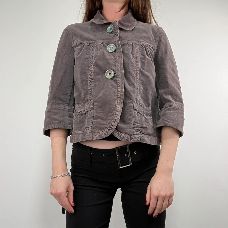 cropped button flared mini jacket