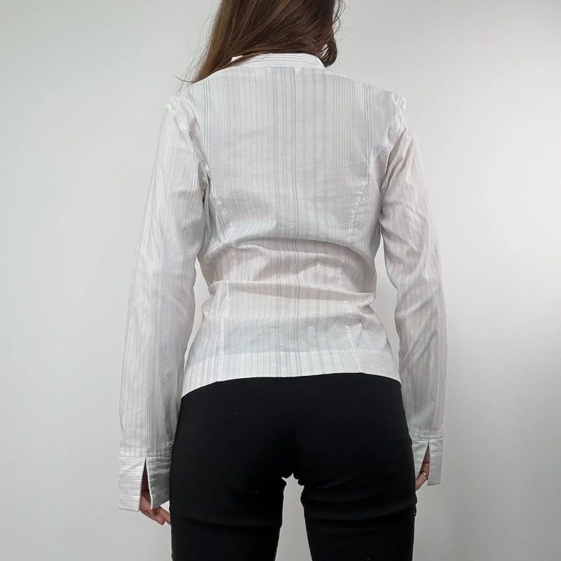 pinstripe white fitted shirt
