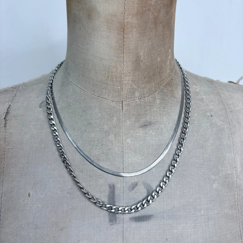 layered silver chain necklace