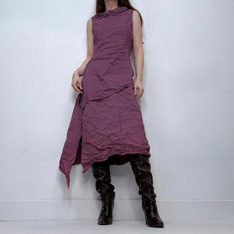 structured crinkle flared midi dress