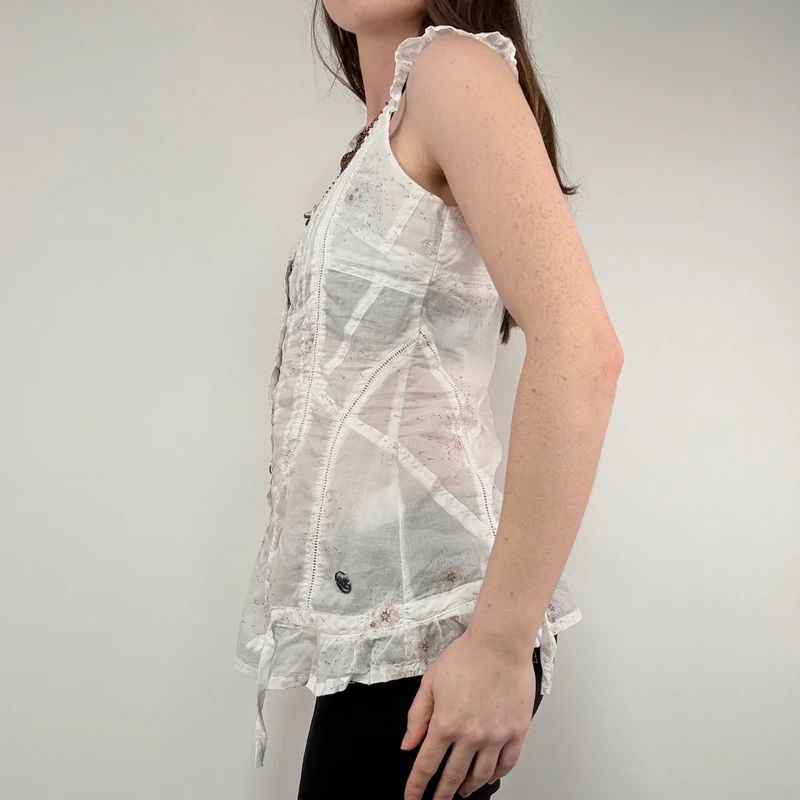 white button through cotton vest