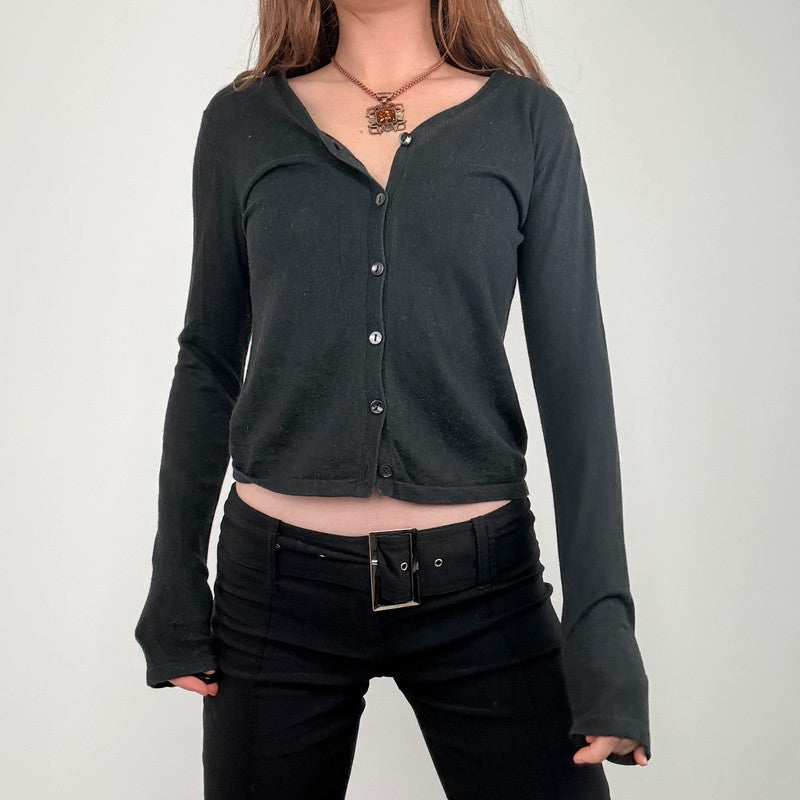 black cropped button cardigan