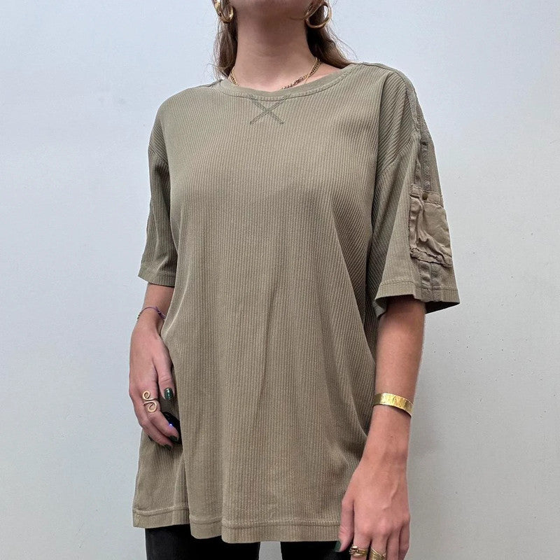 khaki ribbed military tshirt