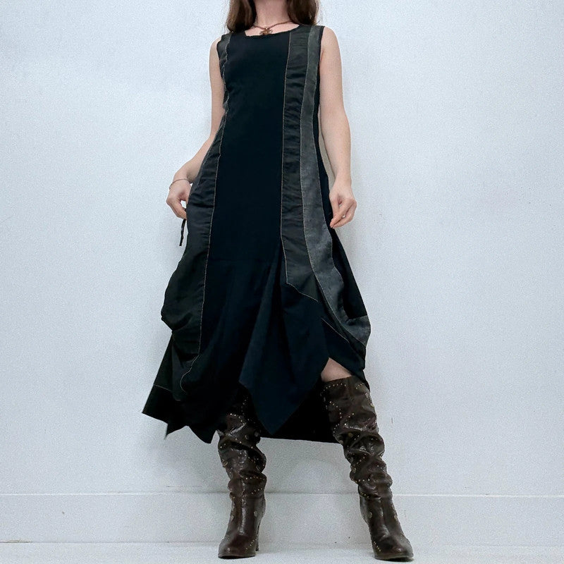 structured grunge flared maxi dress