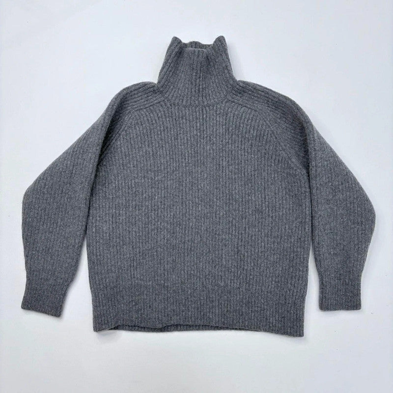 grey chunky ribbed knit ami paris jumper