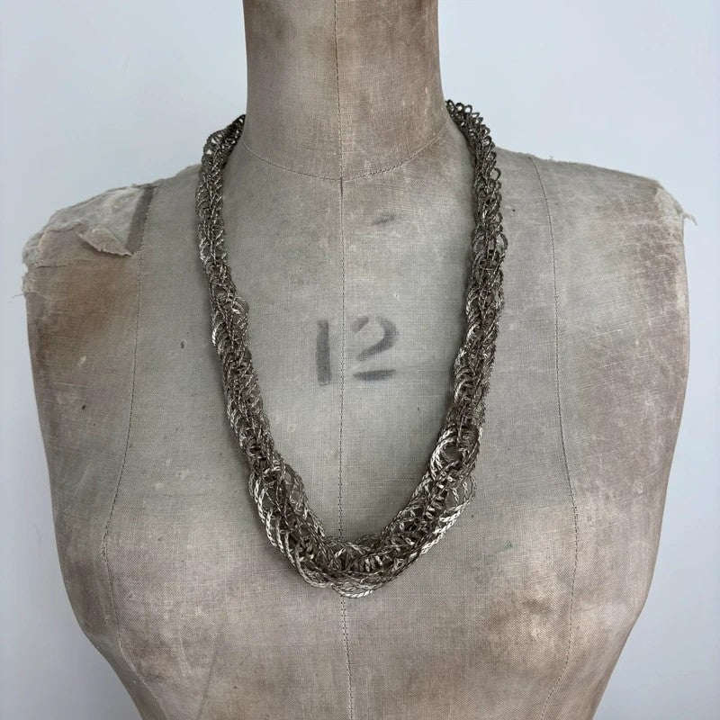 Chunky metal layered chain necklace