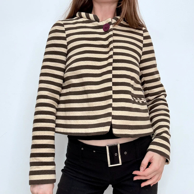 structured striped cropped jacket