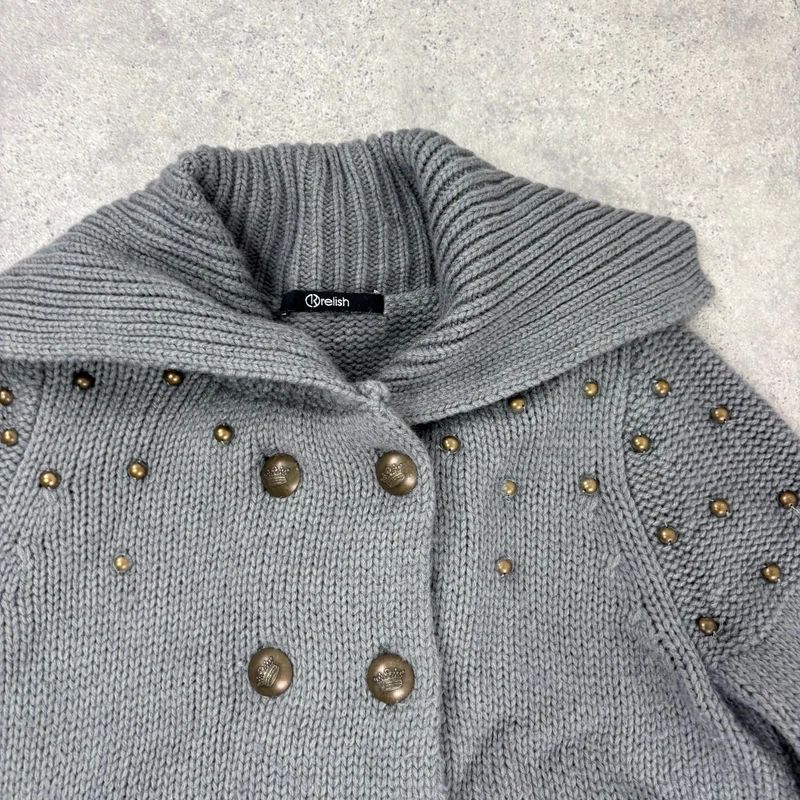 Grey knitted napoleonic cardigan
