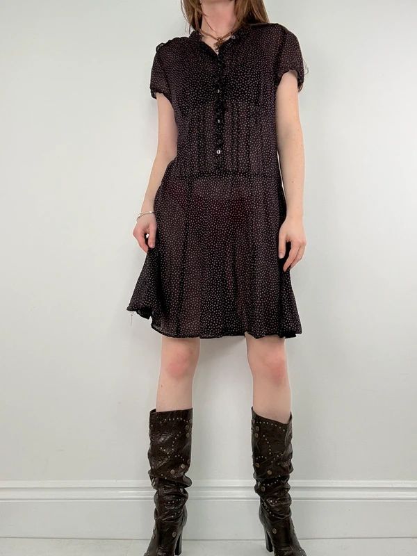 Sheer cotton polkadot babydoll dress