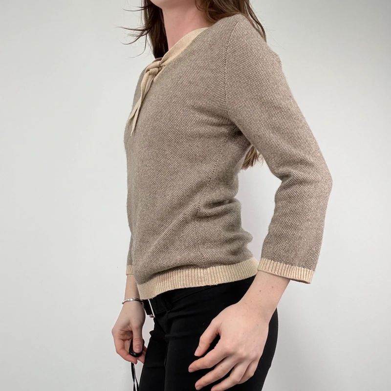 brown cashmere bow jumper