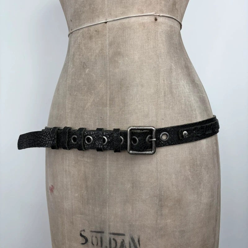 black leather eyelet cargo grunge belt