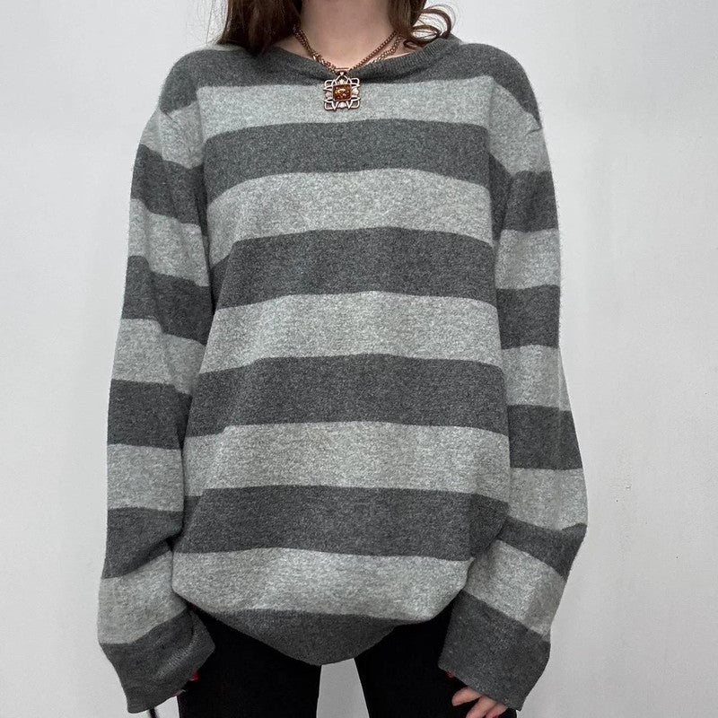 grey cashmere striped jumper