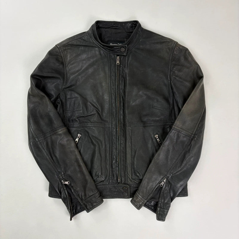 Massimo Dutti cropped distressed 100%leather