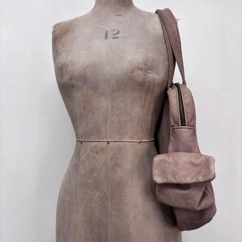 slouchy pink leather cargo bag
