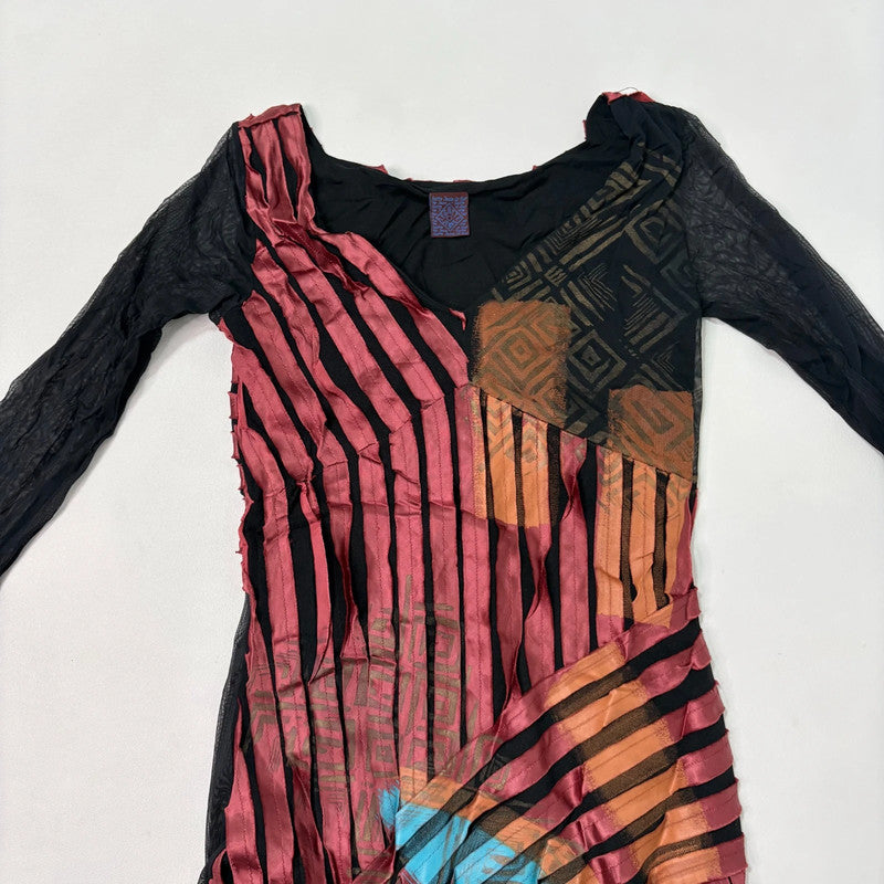 distressed asymmetric midi dress
