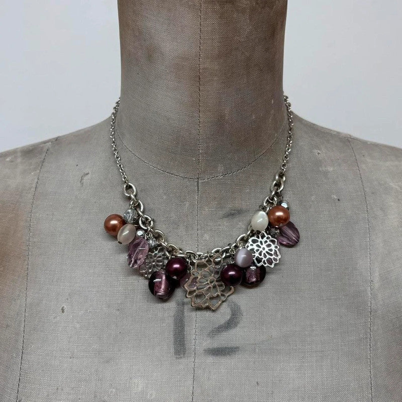 chunky chain beaded charm necklace