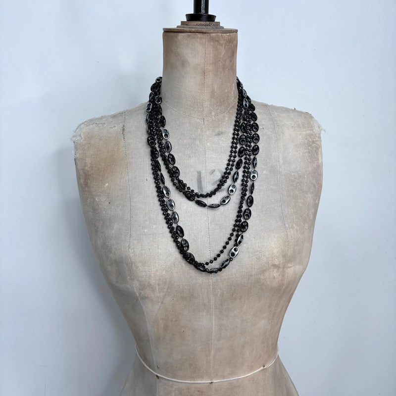 black long layered gothic chain necklace