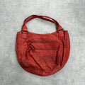 Vintage red leather cargo zipper city handbag