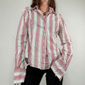 pinstripe preppy fitted flared white and red shirt