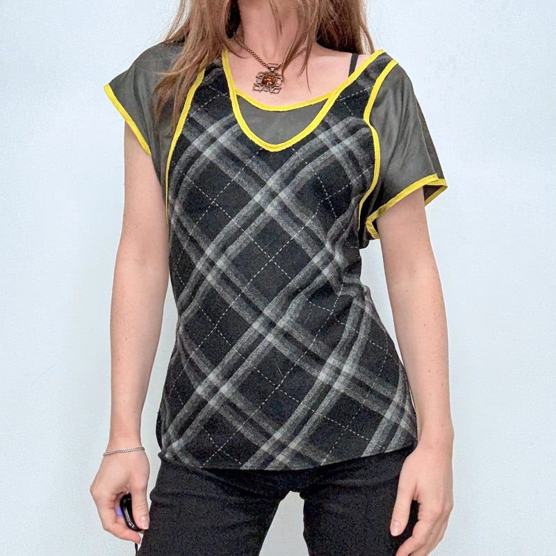 tartan layered fitted shirt