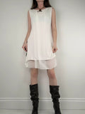 white a-line layered midi dress