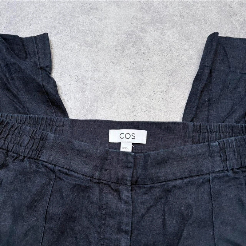 navy linen wide leg COS trousers