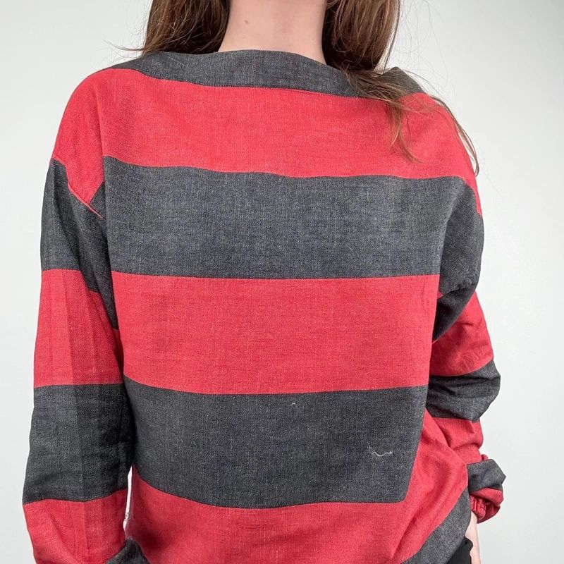 oversized striped cotton chore shirt