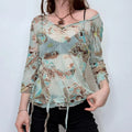 sheer mesh floaty floral top