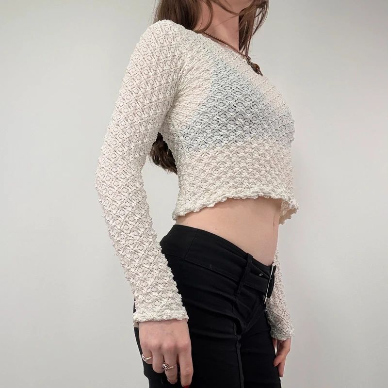 Lace Textured Ruffle Top