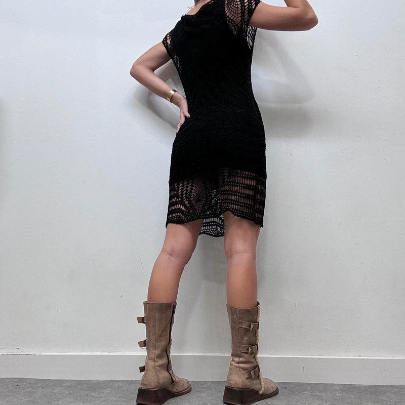 sheer layered crochet summer dress