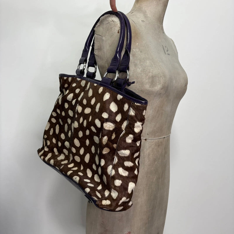 cowhide fawn leather shoulder bag