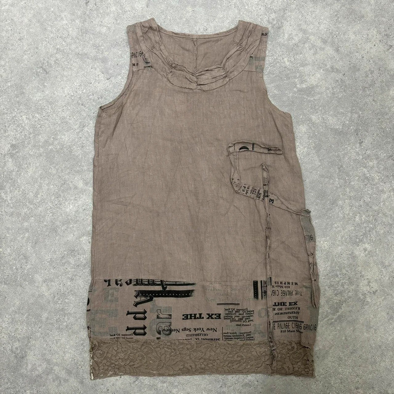 printed linen lace dress