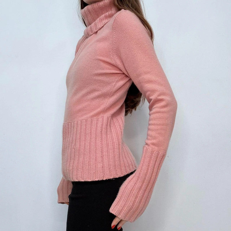 pink cashmere high neck jumper