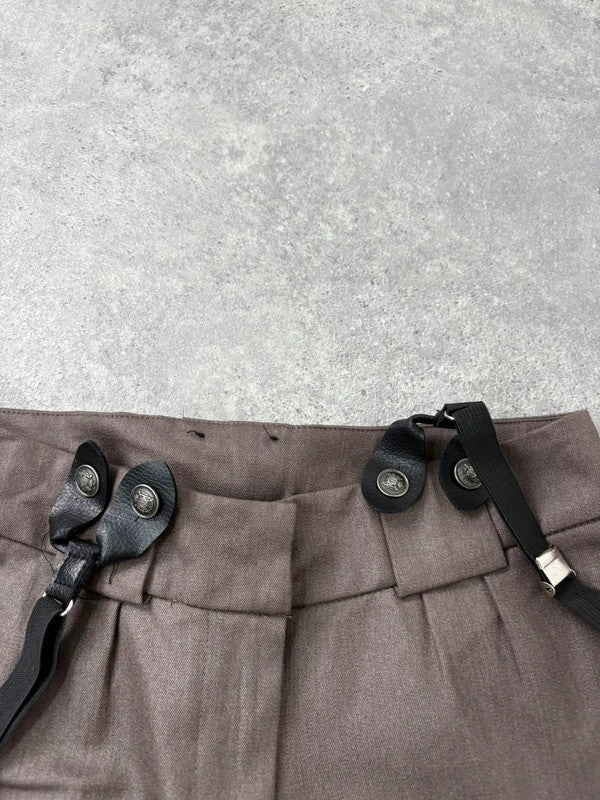 brown mini shorts with braces