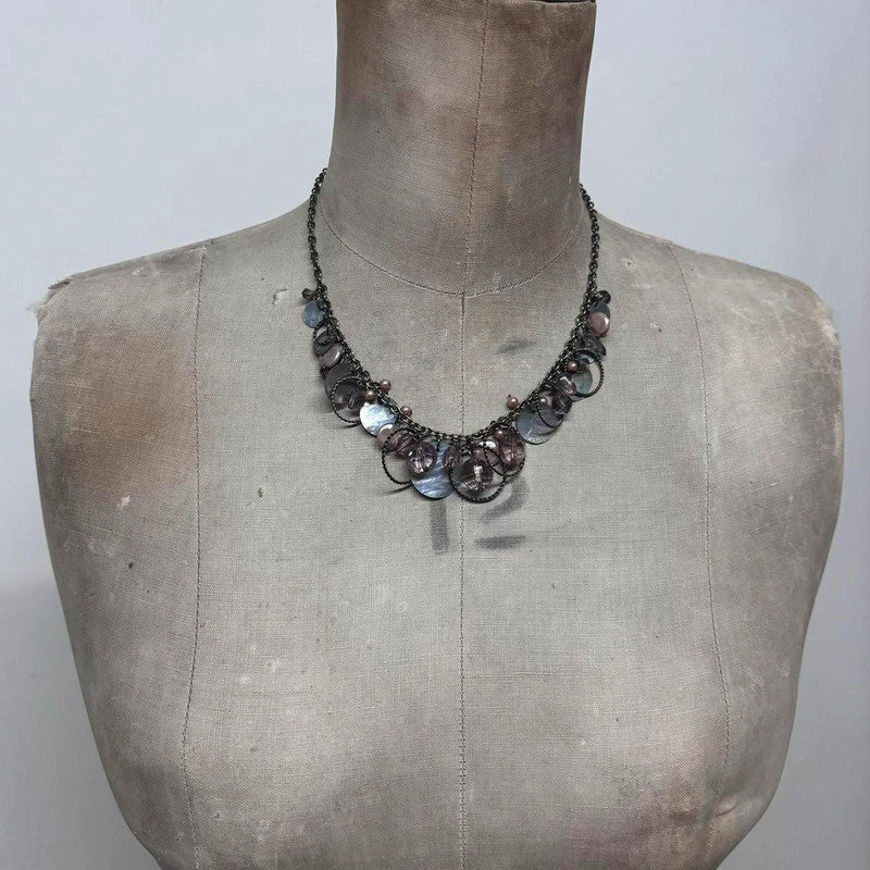 metal boho pearl necklace