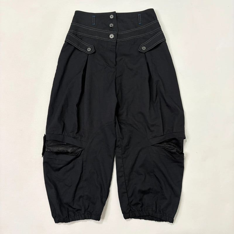 black structured barrel trousers