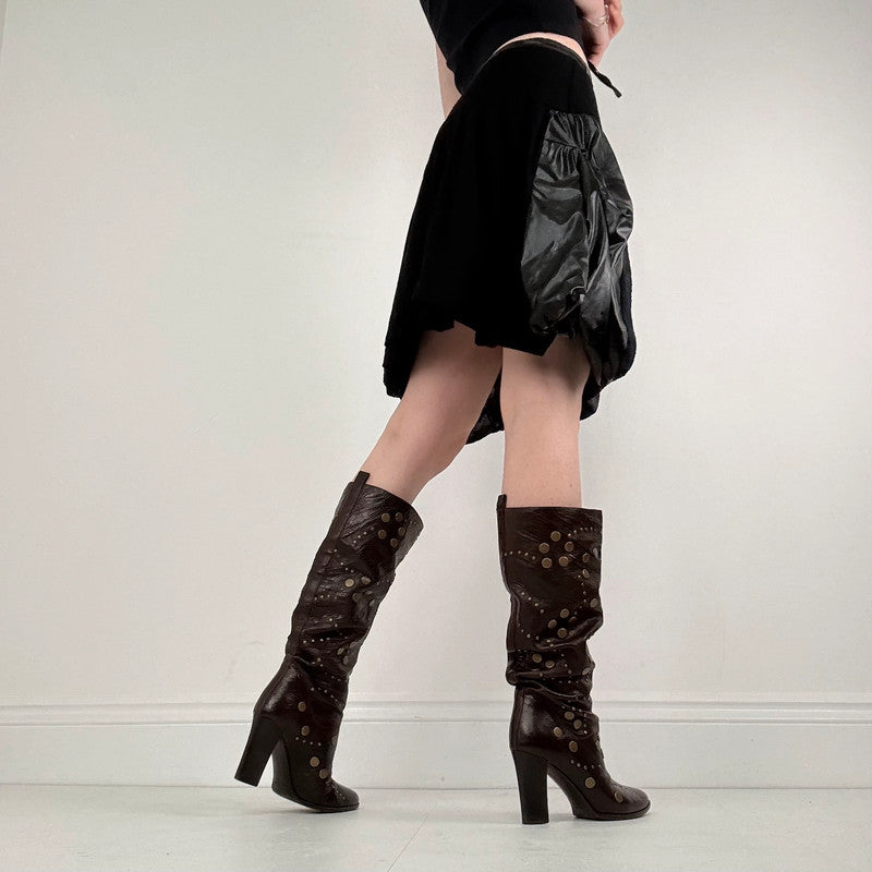 black gathered draped puff skirt