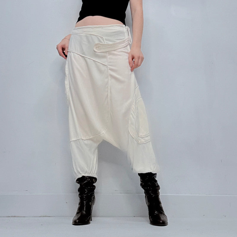 white batwing slouchy trousers