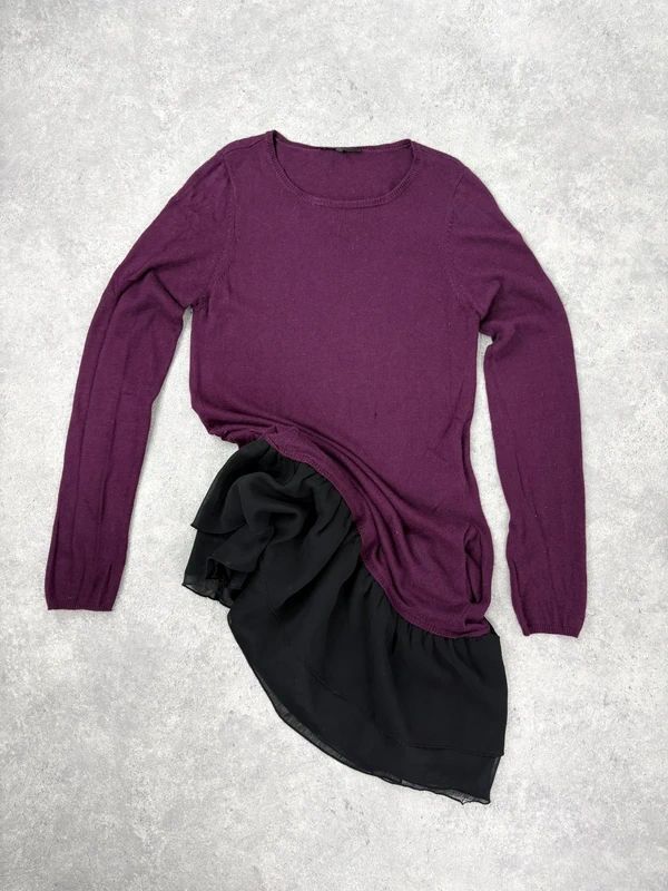burgundy Maje layered long sleeve dress