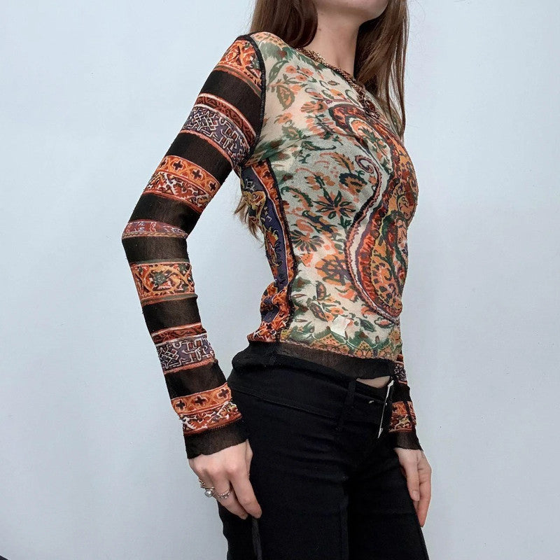 jean paul gaultier sheer boho mesh top