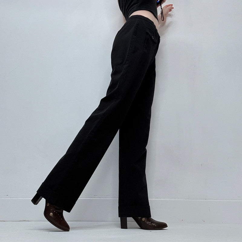 black cop copine suspender detailed trousers