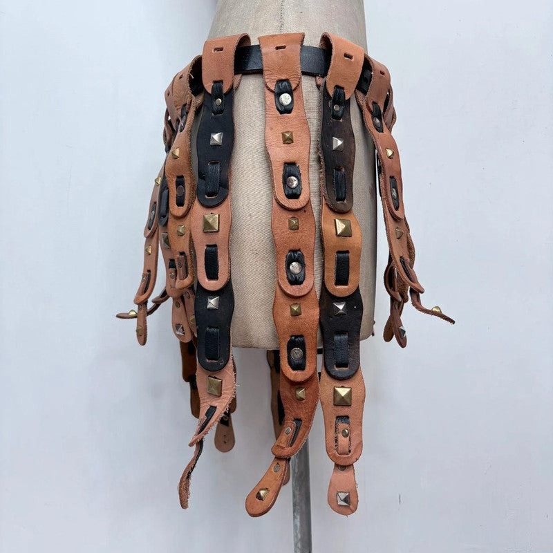 studded leather hanging boho belt