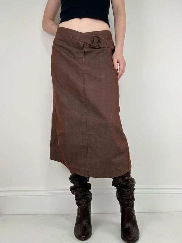 Cop Copine structured brown midi skirt