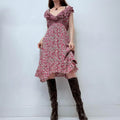 pink floral flutter summer dress