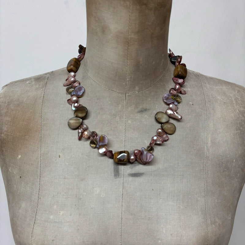 pearl crystal gemstone necklace