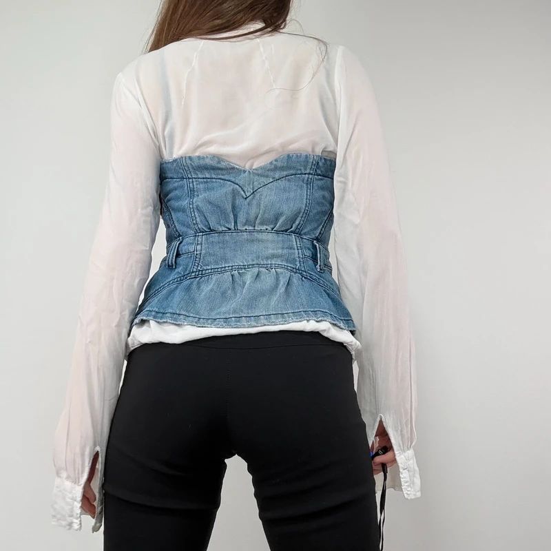 AllSaints stuctured Denim Corset Top