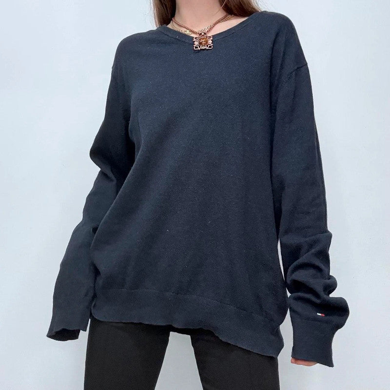 navy blue slouchy oversized jumper