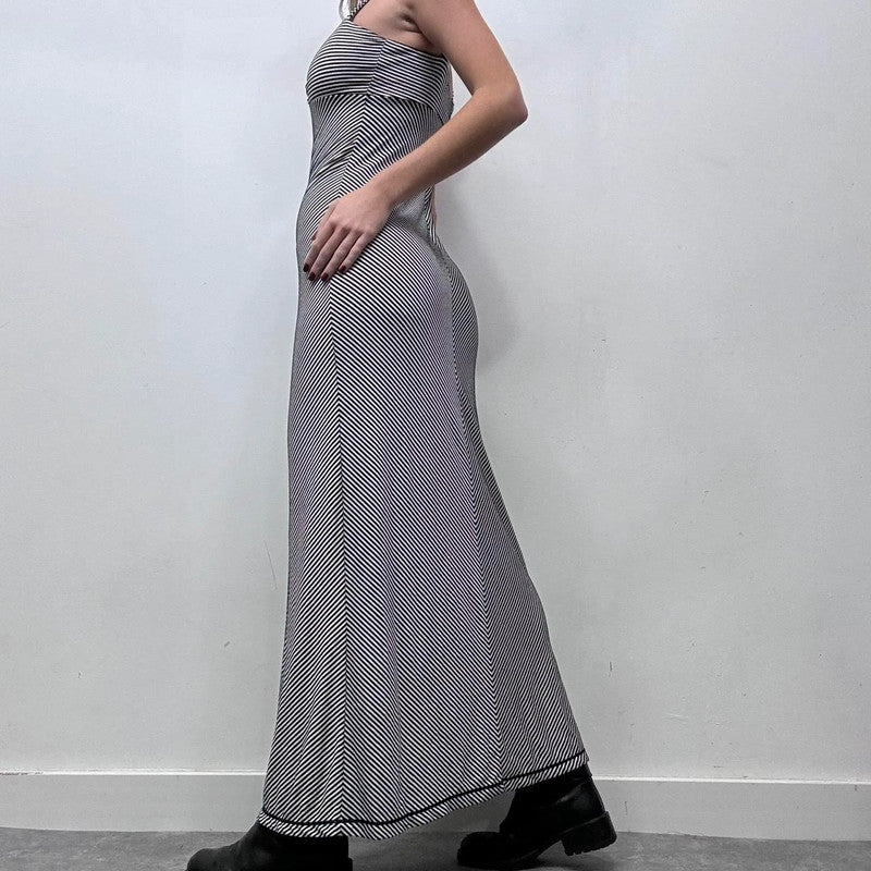 pinstripe maxi jersey dress
